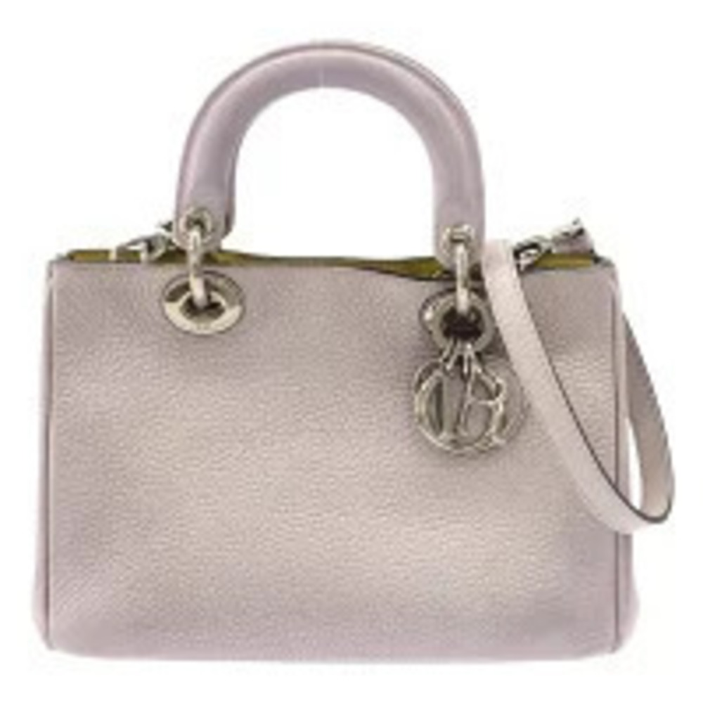 Christian Dior Metallic Silver Diorissimo Handbag Beige Pink